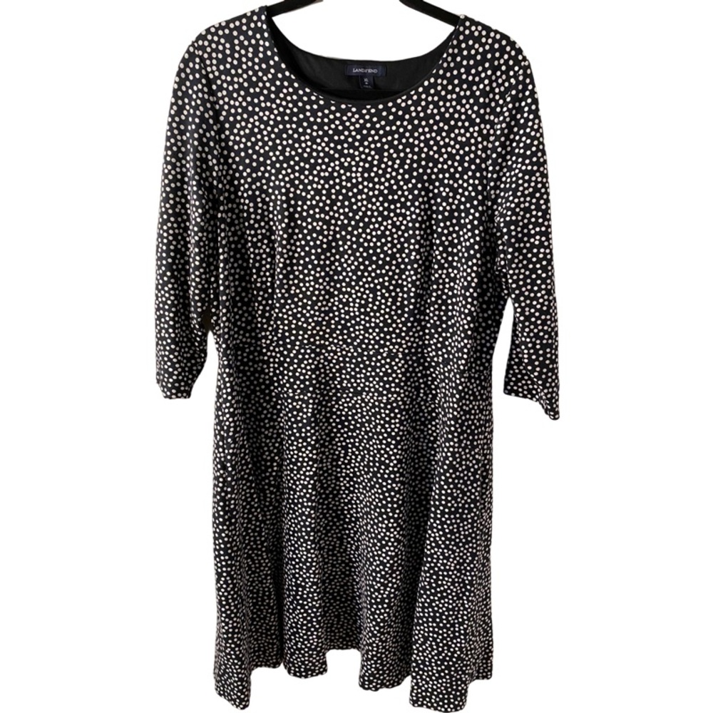 Lands End midi dress. Size XL(18). Beautiful black with white polka dots. Cute!